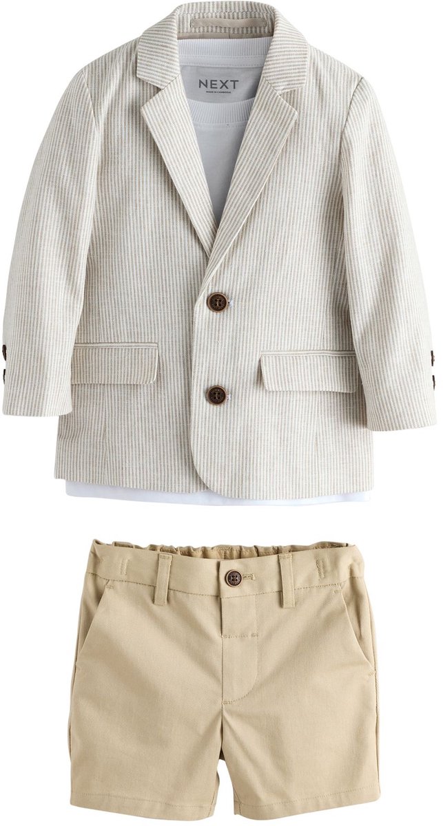 Next - Jongens - Set van blazer, T-shirt en shorts - Wit