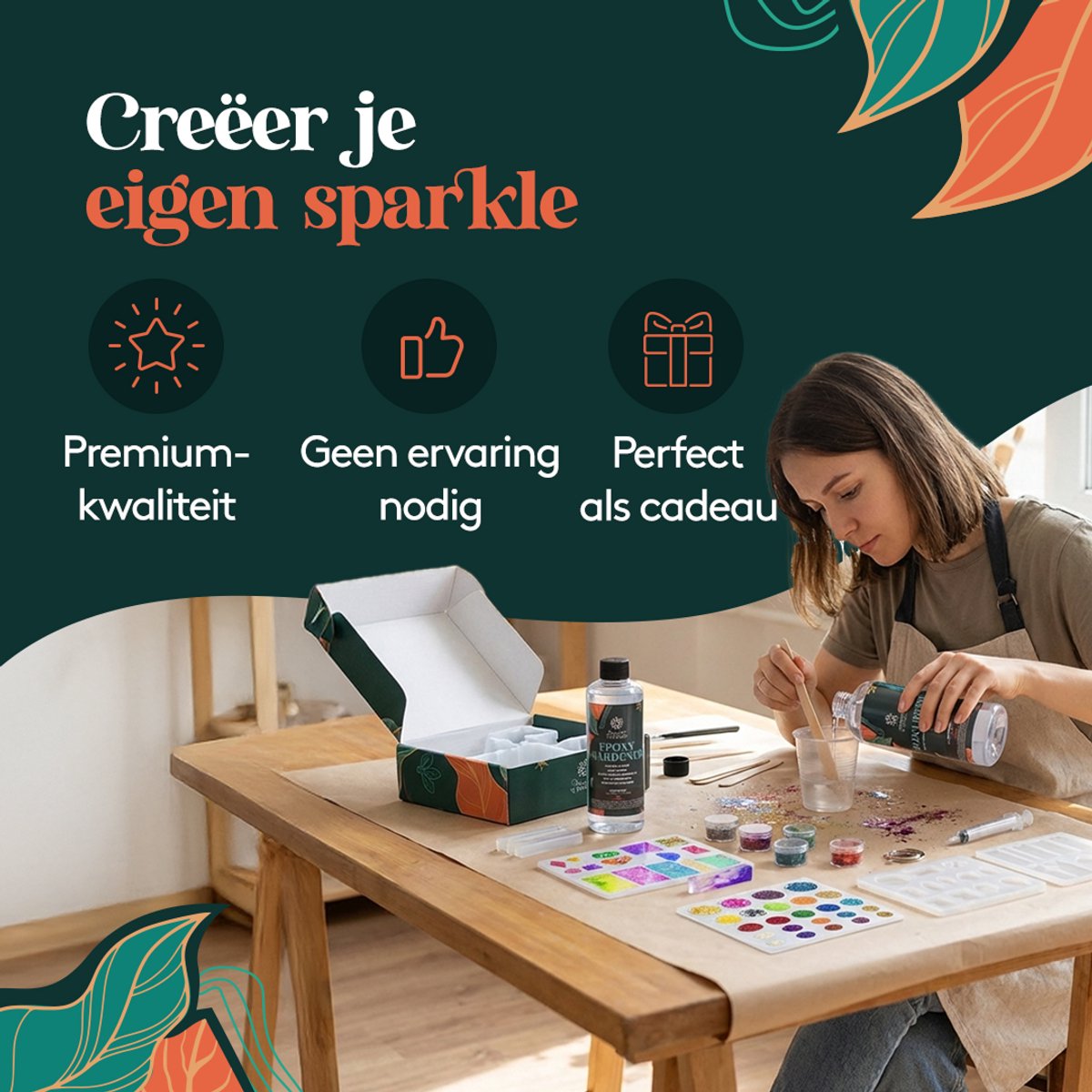 Home of Creations Epoxy Sieraden Maken - Oorbellen & Sleutelhangers - Resin Art Starterkit - Moederdag Cadeau — afbeelding 2