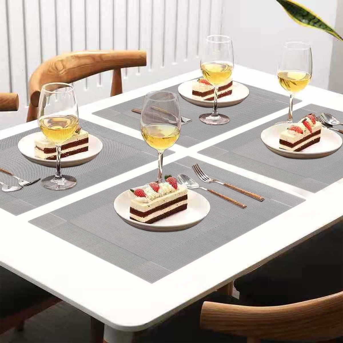 Tafelmatten Set - Onderzetters - Eettafel Beschermen - Hittebestendig Tot 80°C - 45x30cm - Grijs