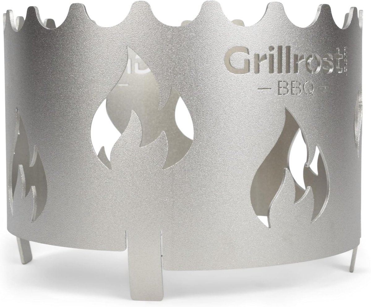 Wokopzetstuk - Vuurplaat Accessoire - Buiten Koken - Vlam Design - 20cm Gat - Zwart
