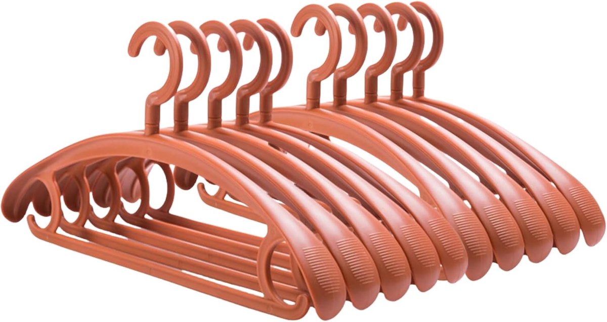 Set van 10 Sterke Kunststof Kleerhangers met Brede Schouder en Draaibare Haak