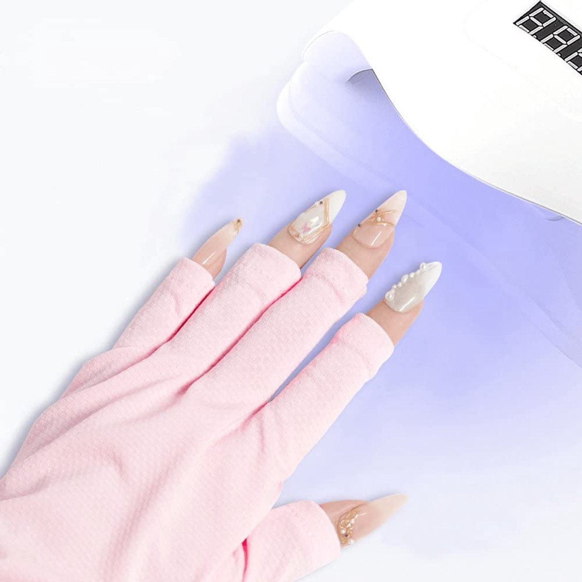 Nagel UV Bescherming - Vingerloze Bescherming - Nagelkunst Lamp - Vinger Protector - 21.4 x 10cm - Roze