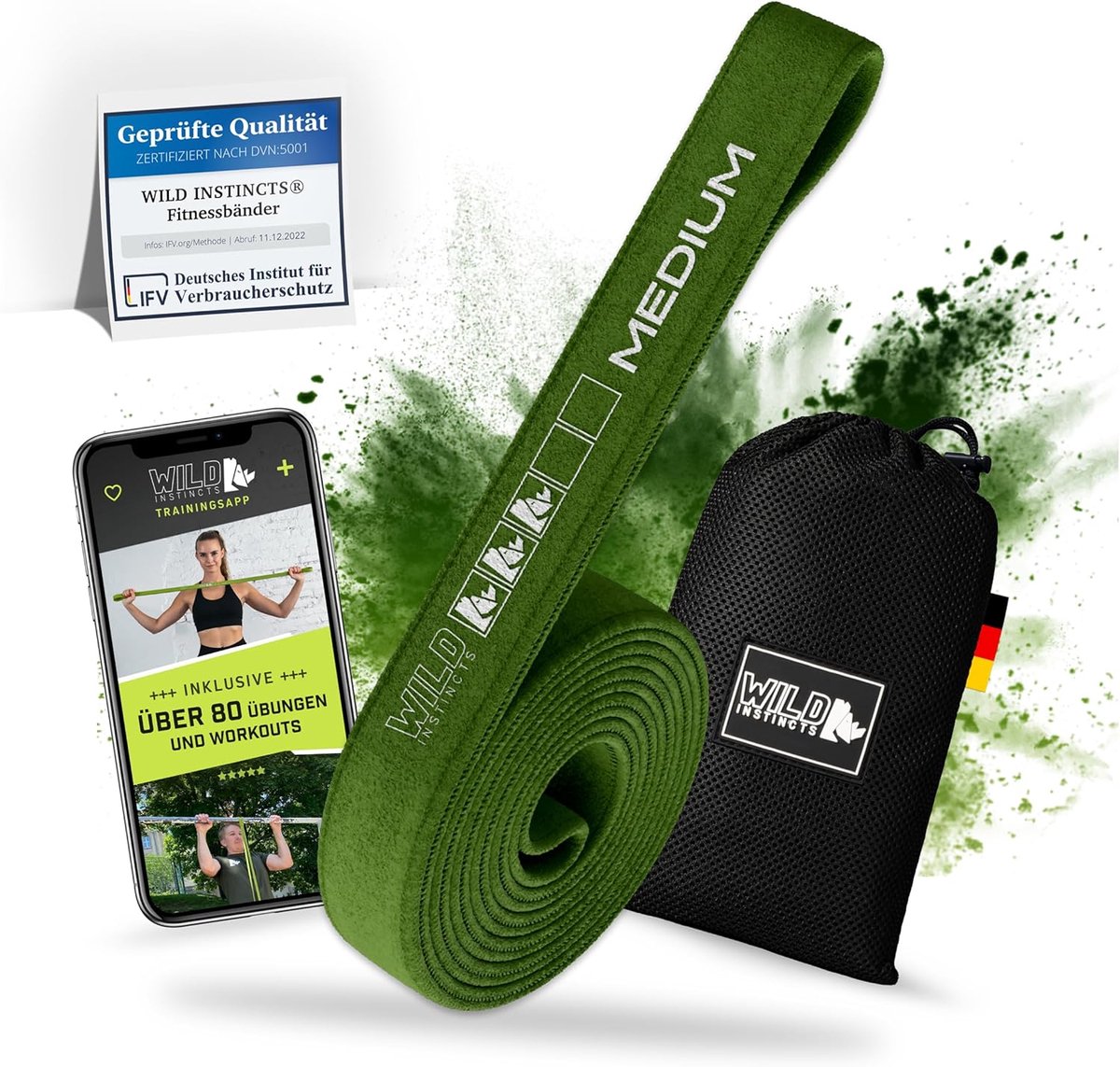 Fitness band set - Krachtbanden trainingsbanden - Spieropbouw en revalidatie - Veelzijdige trainingsopties - Medium weerstand - Medium