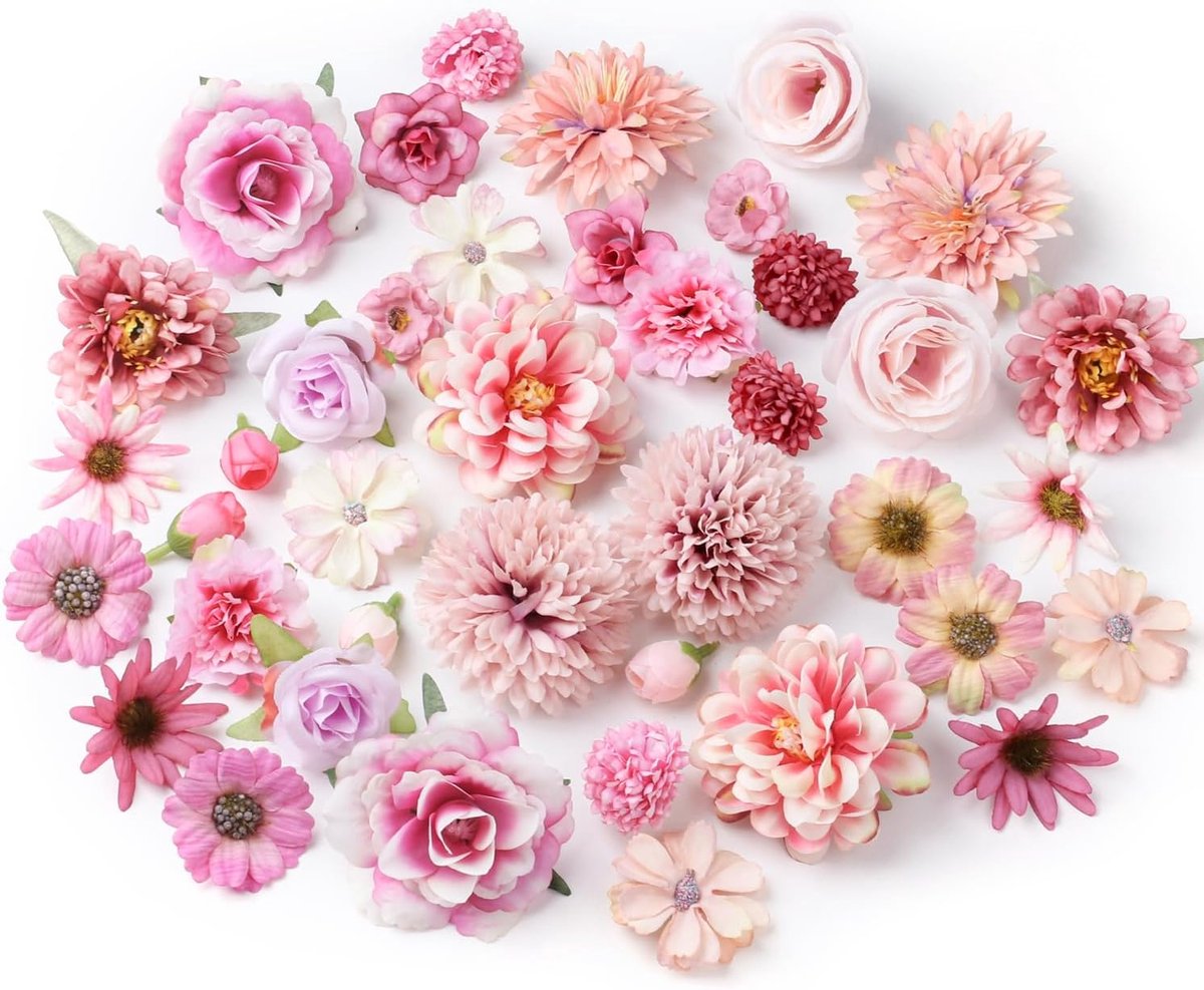 Kunstbloemen Knutselen - Kleine Bloemkoppen - Decoratie Bloemstukken - 40 Stuks Set - 10x1