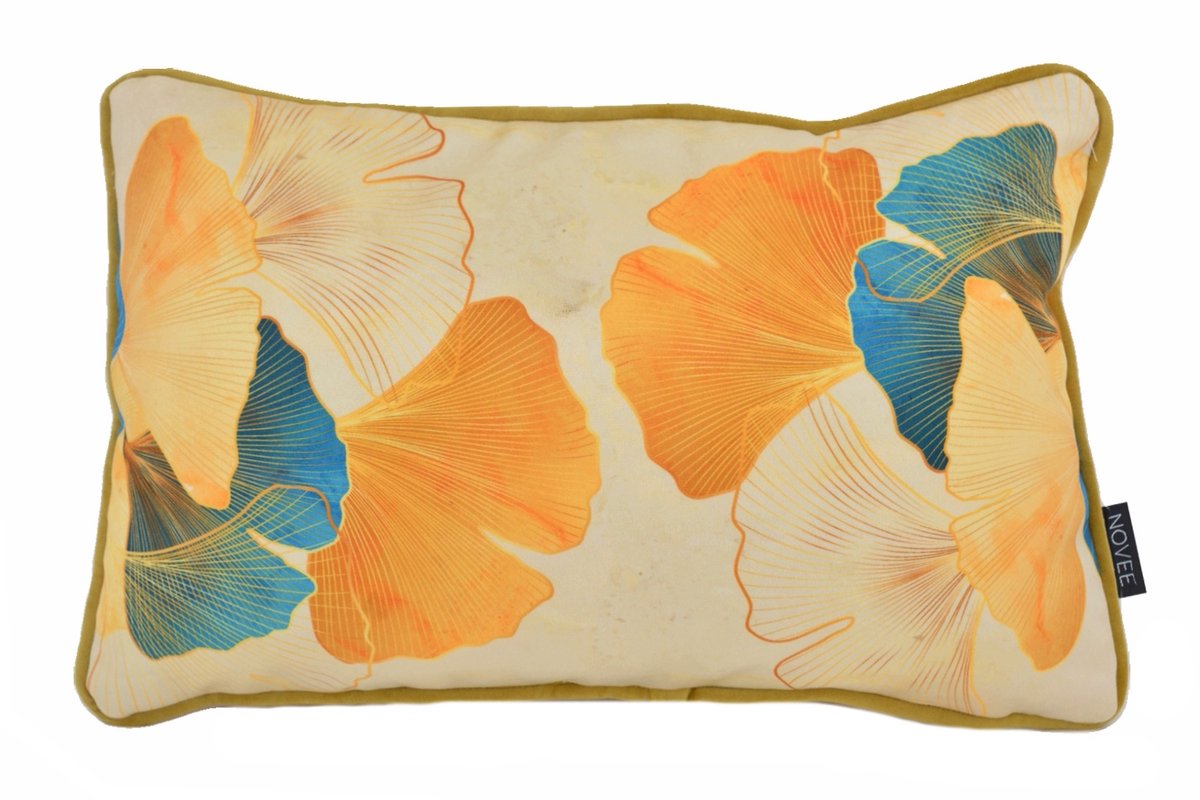 NOVÉE Sierkussen Velvet Ginkgo #3 | 30 x 50 cm | Velvet/Polyester Multi