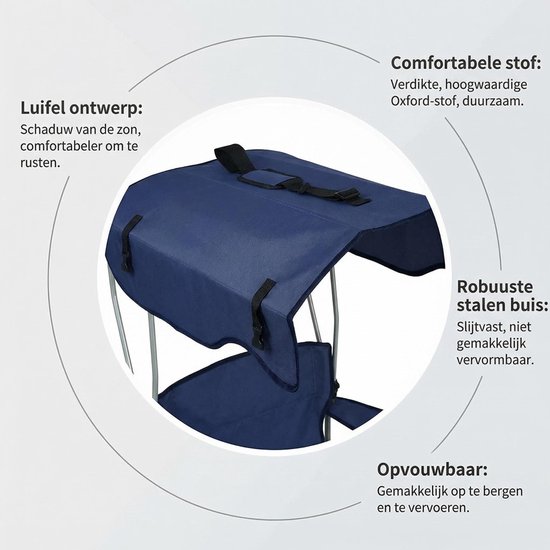Opvouwbare Campingstoel met Zonnedak - Lichtgewicht Strandstoel met Bekerhouder - Draagbare Vouwstoel - 120 kg Belastbaar - Ideaal voor Strand, Camping & Tuin van Merkloos — afbeelding 4