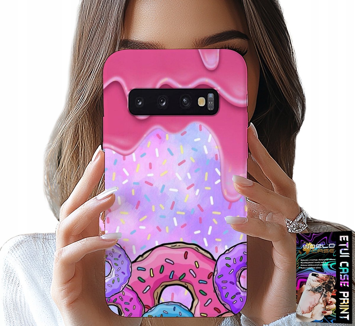 HOESJE VOOR SAMSUNG GALAXY S10 - ZOETE DONUTS MET GLAZUUR OP DE ACHTERGROND + FOLIE