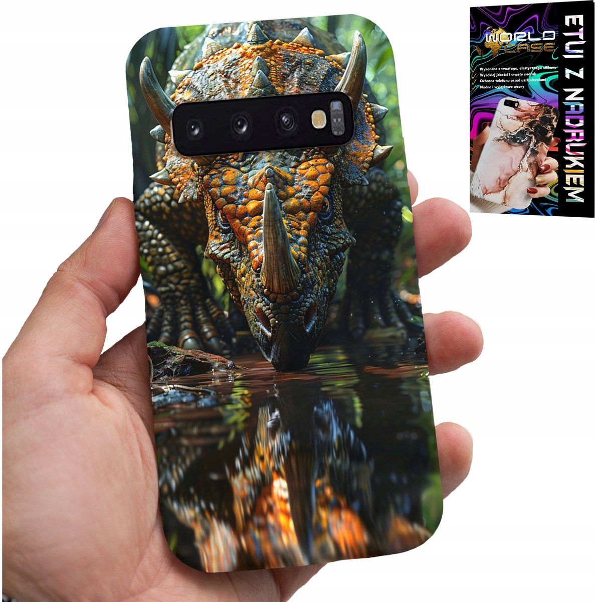 HOESJE VOOR SAMSUNG GALAXY S10 - DINO DINOSAUR TRICERATOPS HOESJE