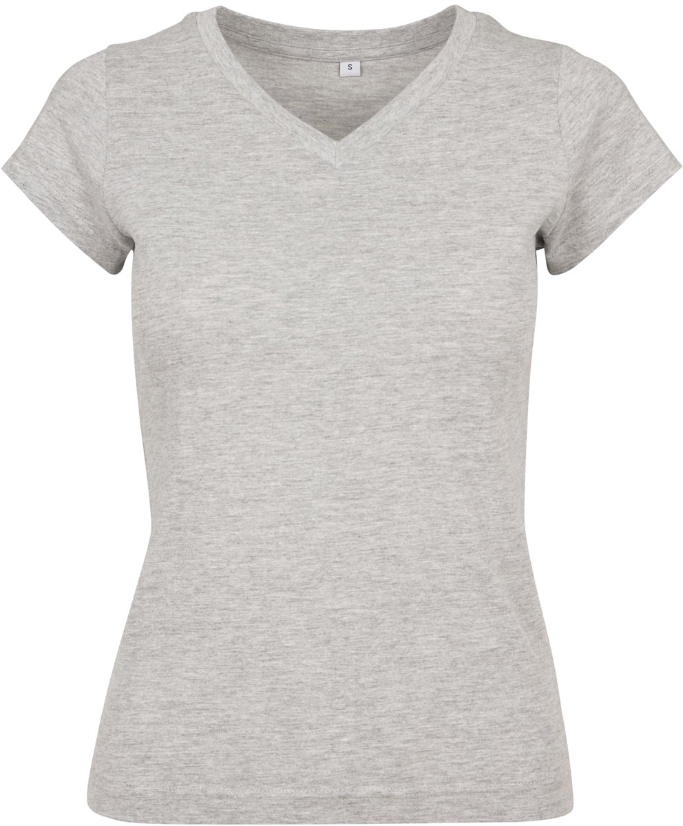Build Your Brand - Basic V-Hals Dames T-Shirt - Heather Grey maat XL