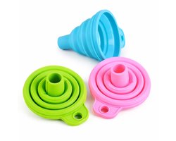 Set van 3 Opvouwbare Trechters voor Olie & Vloeistoffen – Flexibele Siliconen Trechter – Voor Auto, Motor & Werkplaats – Compact & Ruimtebesparend