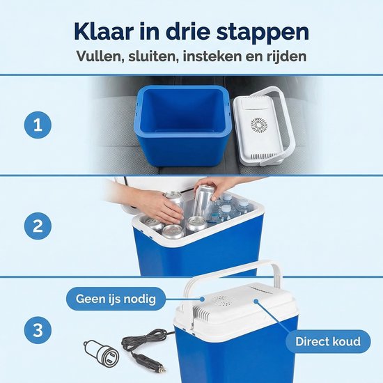 Lomera Elektrische Koelbox - Koelbox 12v - Koelbox Auto - Camping Koelbox - Koelbox Blauw - Thermo Elektrische Koelbox - Frigobox - Koelbox Koelen en Verwarmen van Merkloos — afbeelding 5