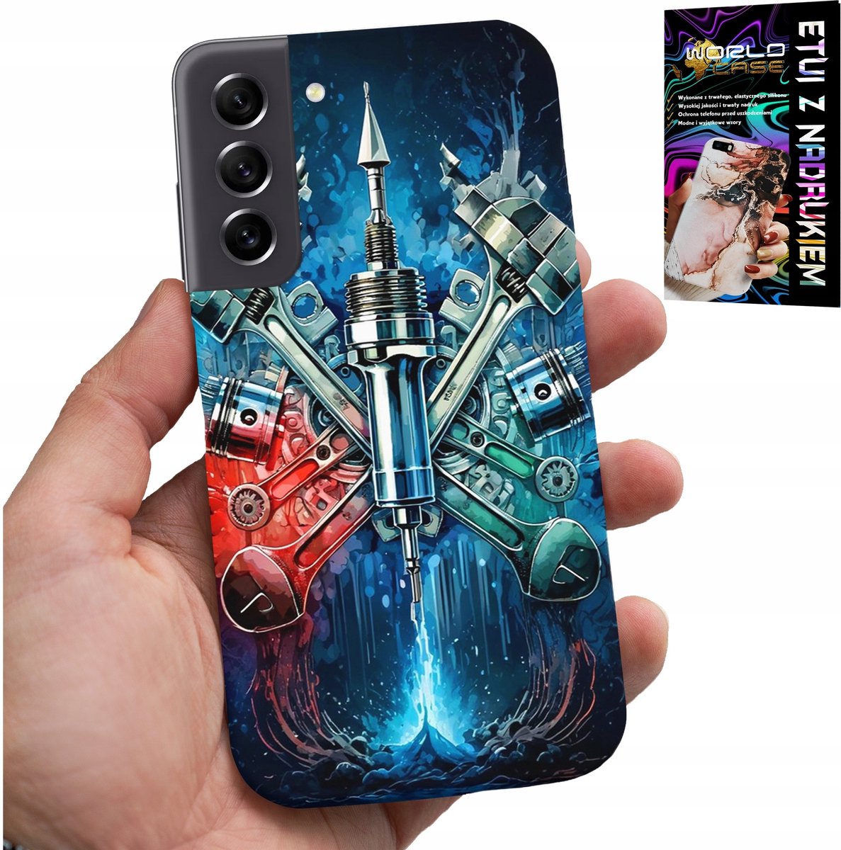HOESJE VOOR SAMSUNG GALAXY S21 FE - AFDEKKING VOOR MOTORONDERDELEN + GLAS