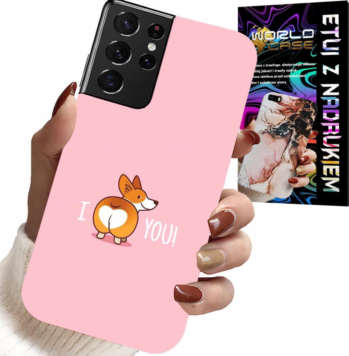 HOESJE VOOR SAMSUNG GALAXY S21 Ultra - GRAPPIGE PATRONEN, HONDJE MET 'I LOVE YOU'-OPDRACHT