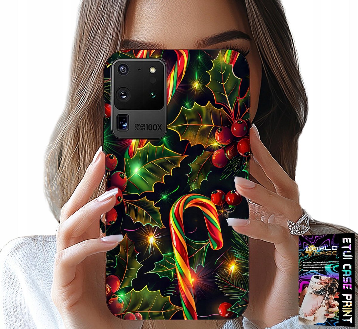 HOESJE VOOR SAMSUNG GALAXY S20 Ultra - SUIKERSTOKJE, MARETOE, KERSTBOOM + FOLIE