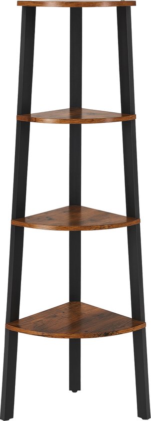 BEGRYF Hoekrek - Rustiek Bruin - 4 Niveaus - 48x34x125 cm - Metalen Frame - Industrieel Design