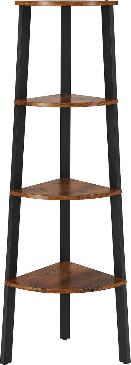 BEGRYF Hoekrek - Rustiek Bruin - 4 Niveaus - 48x34x125 cm - Metalen Frame - Industrieel Design
