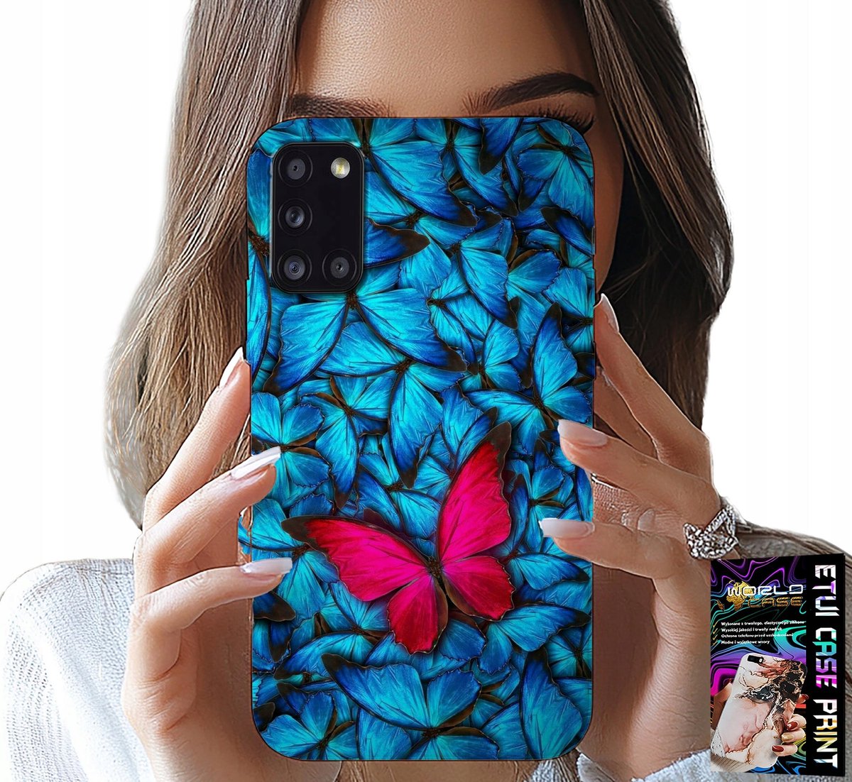 Hoesje voor Samsung Galaxy A31 - Blauwe vlinders, vlinder, vrouwelijk patroon