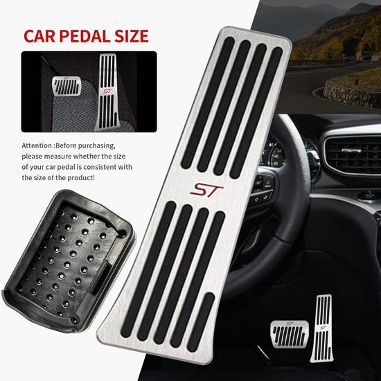 Performance Pedalen Set - Gasrem Pedaal - Auto Interieur - Antislip Rubber - 260 gram - Zilver — afbeelding 3