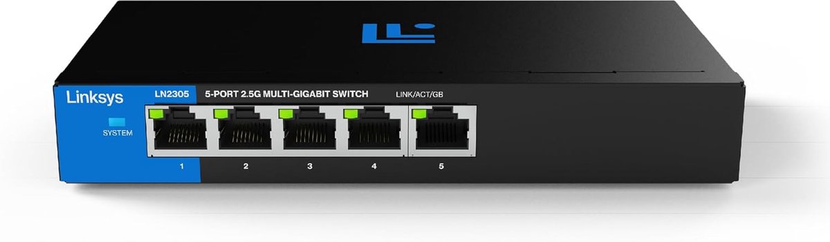 Netwerk Switch - Ethernet Hub - Snelle Dataoverdracht - Vijf 2.5 Gigabyte Poorten - Compact Design - Zwart