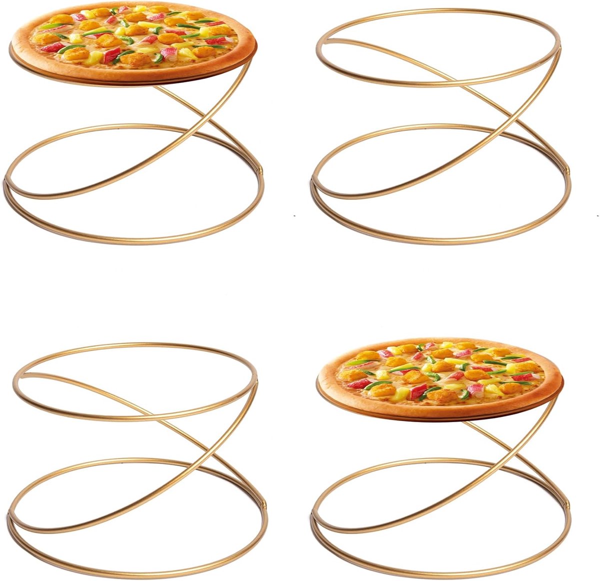 Pizzapan Verhogers - Dienblad Racks - Feest Presentatie - Set van 4 - 12.7 x 22.9 cm - Goud