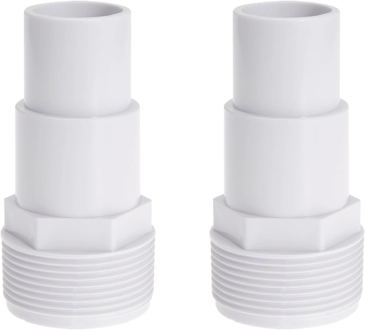 Zwembadslangkoppelingen – Zwembadslangadapters – Diameter: 32/38 mm – 1/25 inch/1/5 inch – Universele koppeling – Wit – (2 stuks)