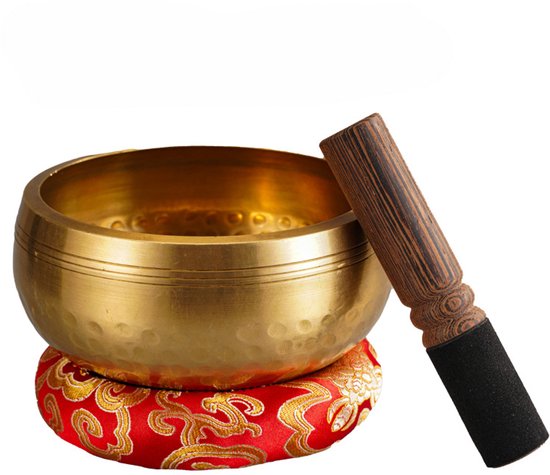 Klankschaal - incl. Aanstrijkhout & Kussen - Klank Schaal - Meditatie, Yoga, Chakra - Zwart - 8 cm van Merkloos — afbeelding 5