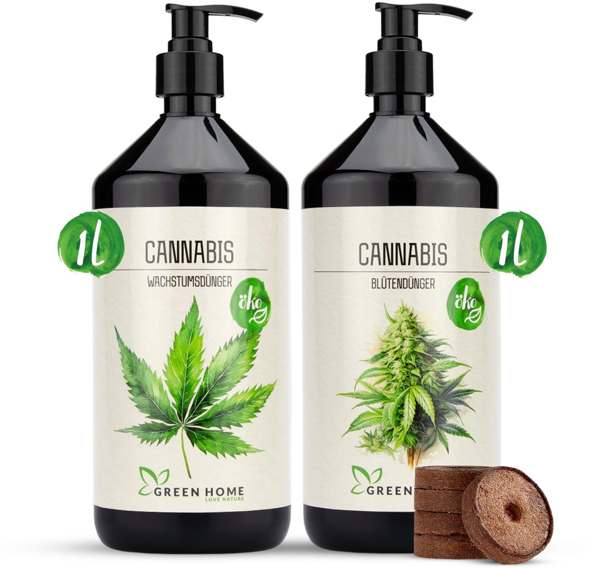 Green Home Love Nature – Cannabis meststoffen set – Groei en bloei – 2 x 1 L