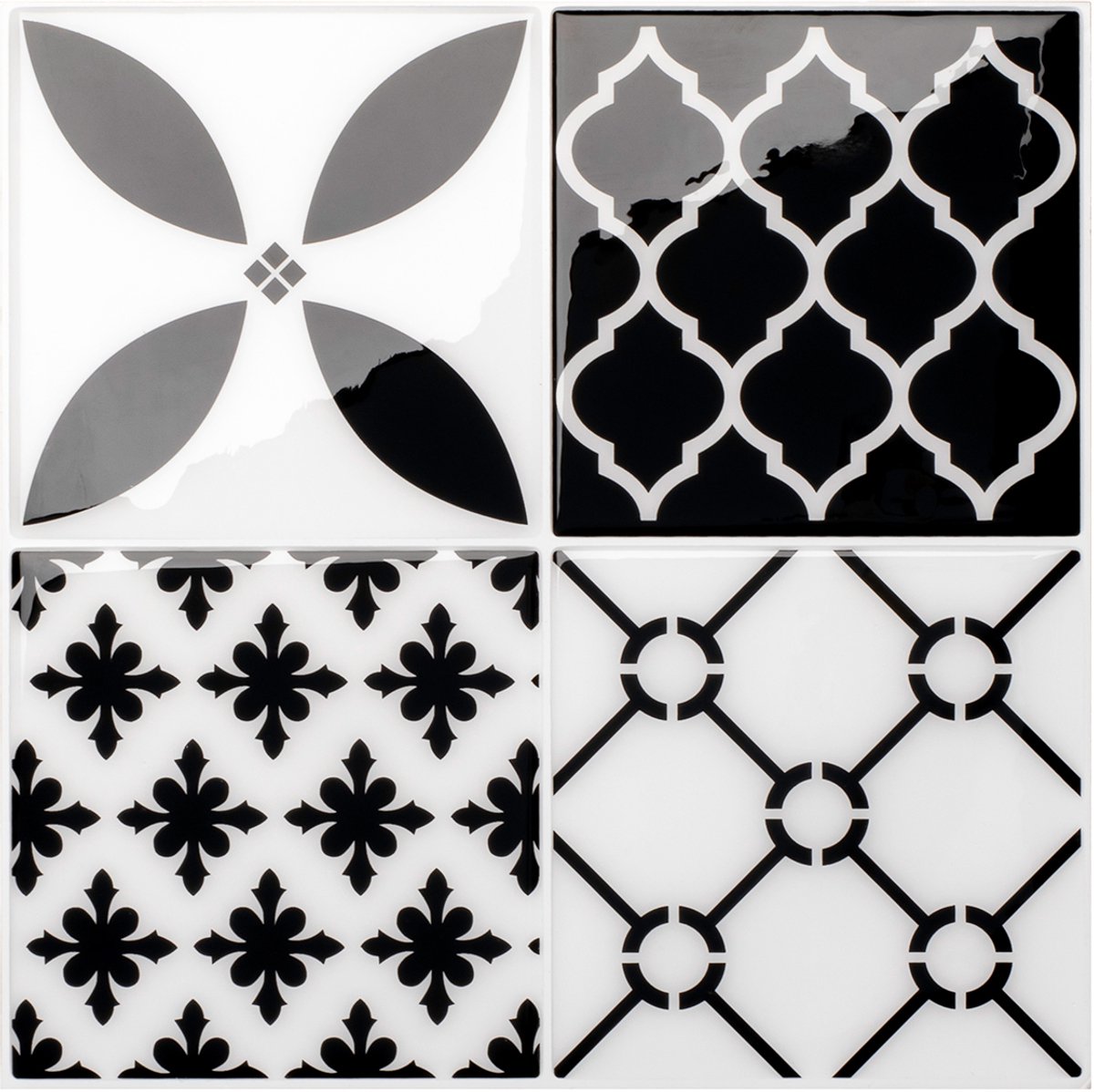 Smart Tiles Zelfklevende keuken achterwand voor keuken en badkamer Vintage Zwart/Wit 4 22,86x22,86 cm
