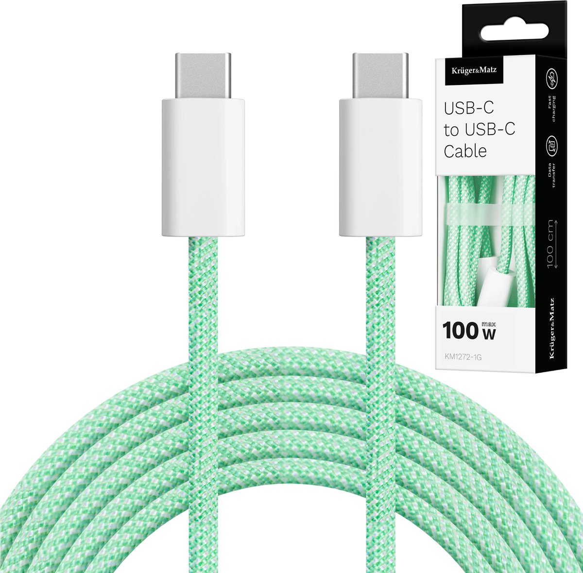 USB-C naar USB-C Kabel 100W Kruger&Matz Basic 1m Groen