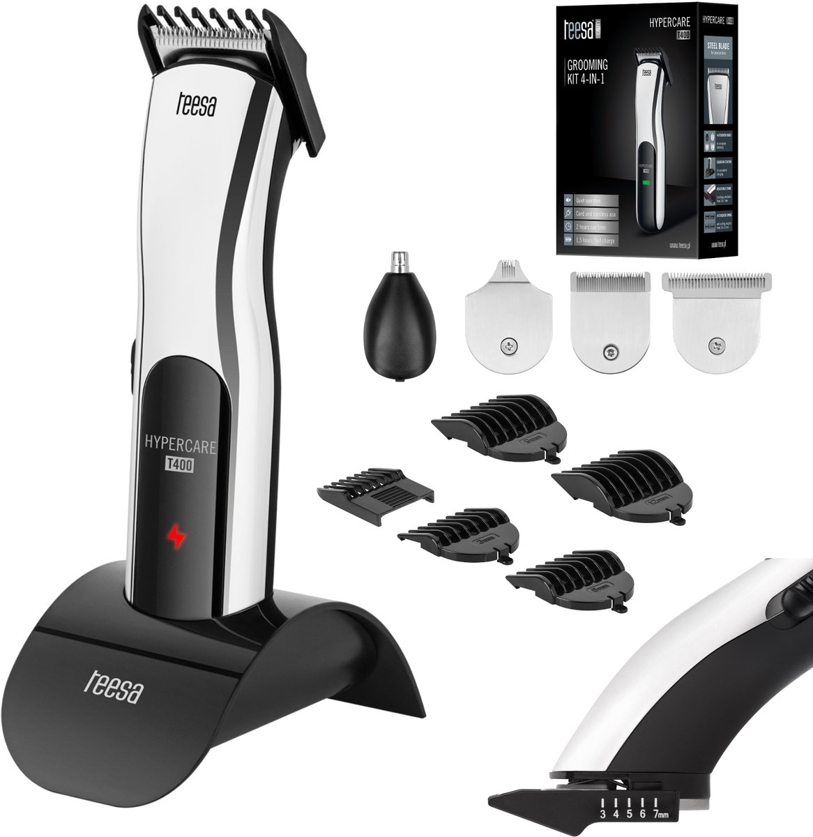 Teesa TSA0525 - Draadloze multigroom HYPERCARE T400 4-in-1 voor baard en haar