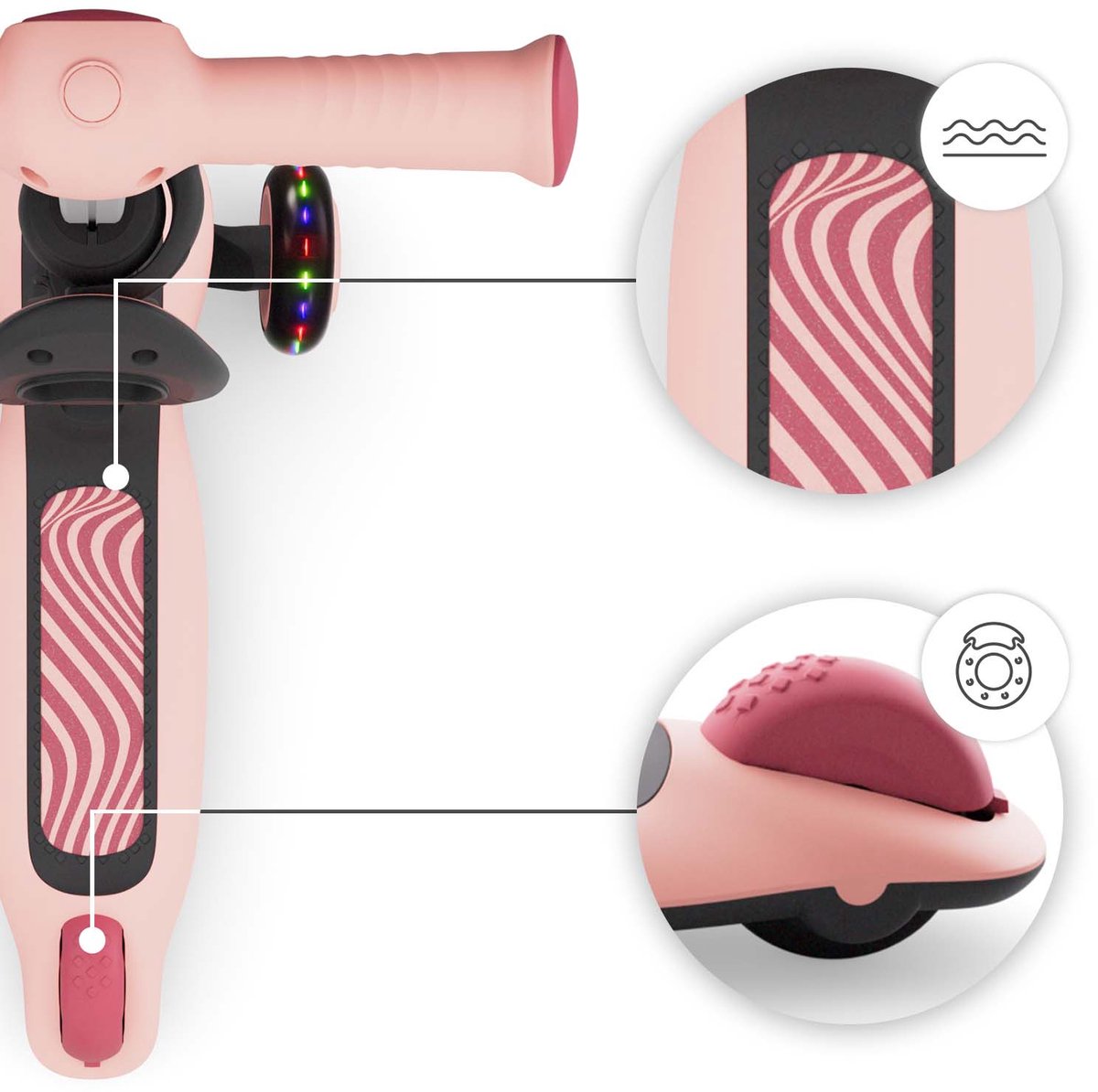 Kinderkraft HALLEY 2 2-in-1 Loopfiets en Driewieler Step - Voor Kinderen van 1-5 Jaar, Max 50 kg - Verstelbaar Zadel en Stuur, Opvouwbaar, LED Wielen - Roze thumbnail 2
