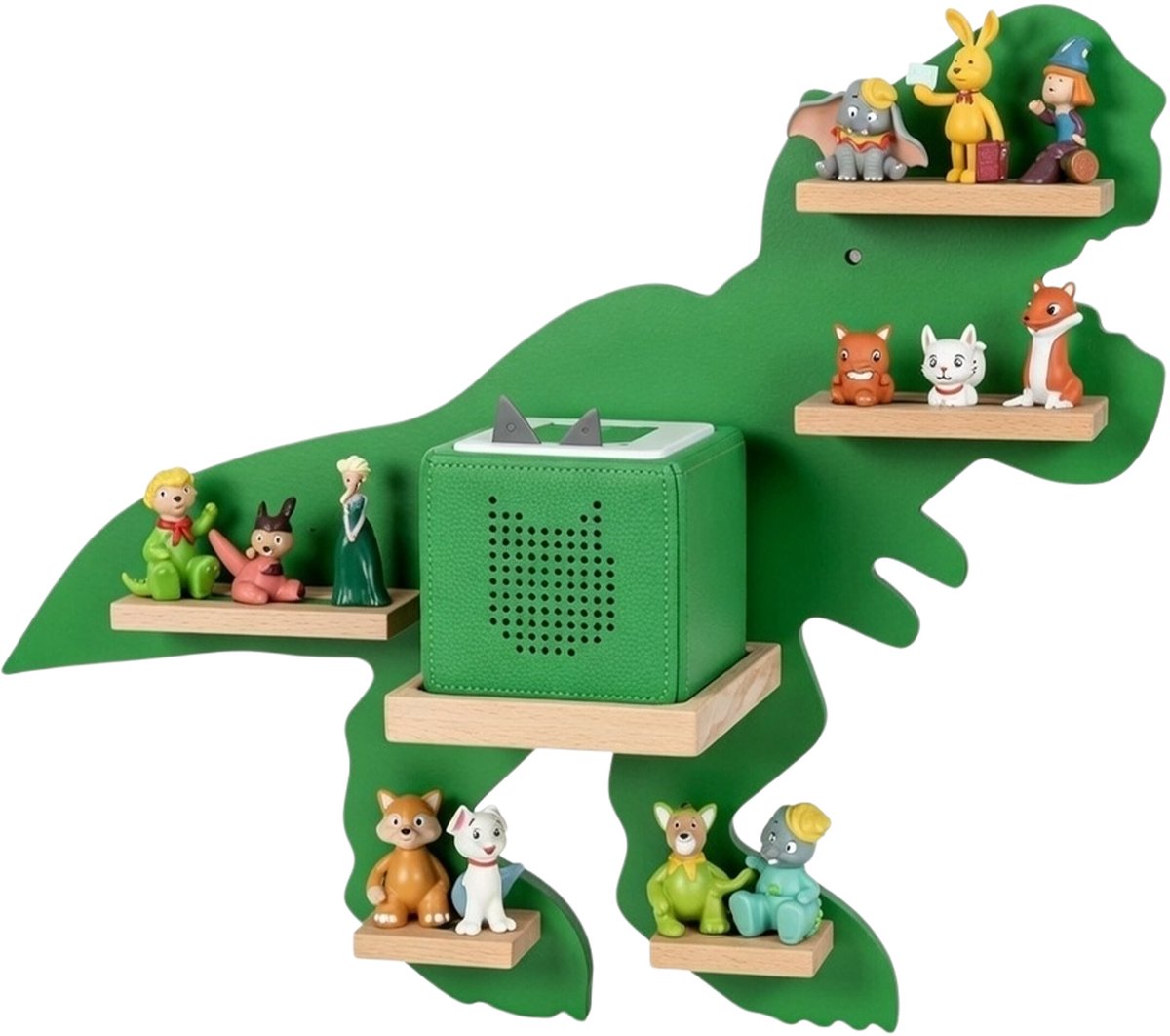 Toniebox-rek - groen - 59x45x15 cm - voor Tonieboxen - met Dino-motief
