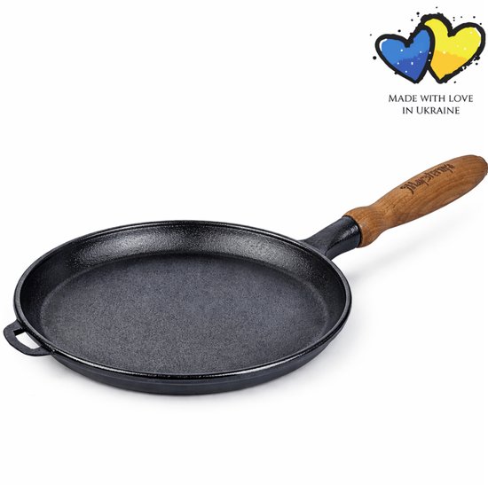 MAYSTERNYA Gietijzeren pannenkoekenpan / Poêle à crêpes en fonte – Ø24 cm, Pancake pan / Poêle à pancakes, Geschikt voor inductie / Compatible induction, PFAS-vrij / Sans PFAS, Mat zwart / Noir mat – Ideaal als cadeau / Idée cadeau