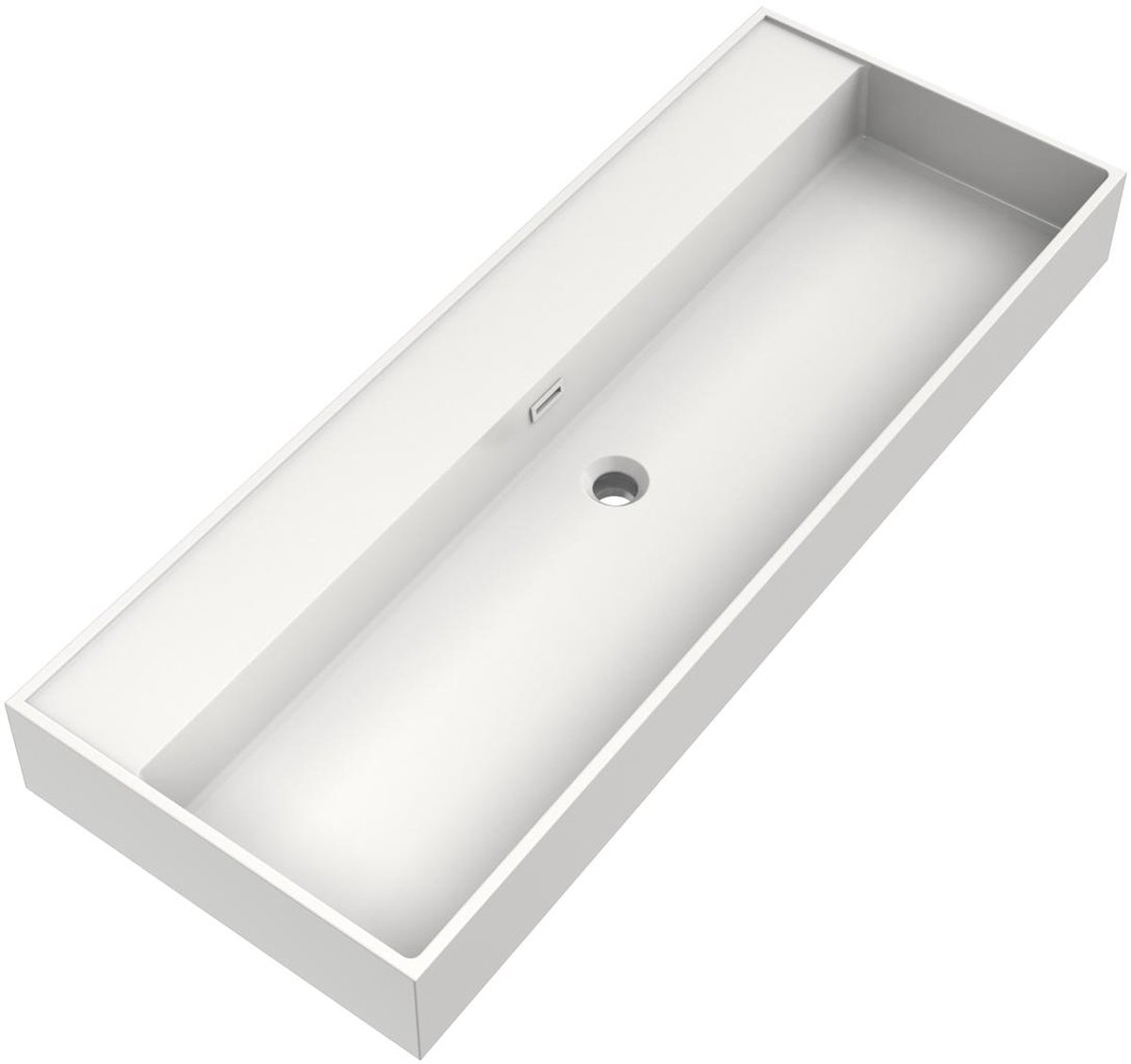 Brauer Gravity Wastafel - 120 cm - met 1 Spoelbak en 0 Kraangaten - Mineraalmarmer Zijdeglans Wit
