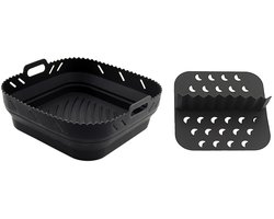 Siliconen airfryer-inzetstuk met tussenschot Geschikt voor Ninja Speedi & COSORI airfryers - Herbruikbare accessoires Geschikt voor Instant Vortex & Tefal airfryer (zwart)