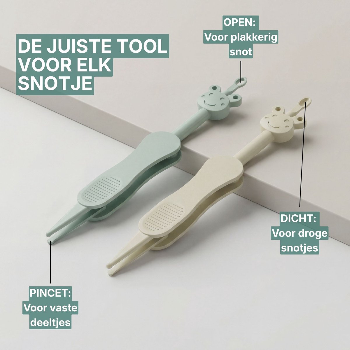 Broemba Baby Neusreiniger en Oorreiniger - Alternatief voor Neuspeer of Neuszuiger - Groen en Beige — cadeau in Cadeau-ideeën - foto 3