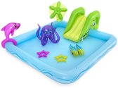 Bestway Kinderzwembad met Glijbaan - Incl. Opblaas Waterspeelgoed - 239 x 206 x 86 CM - 308 L - Waterdieren