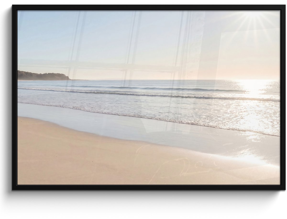 FrameYourWall Poster in lijst - Fotolijst 120x80 cm - Posters - Zee - Zon - Zand - Posterlijst zwart - Decoratie - Wanddecoratie woonkamer - Muurdecoratie slaapkamer