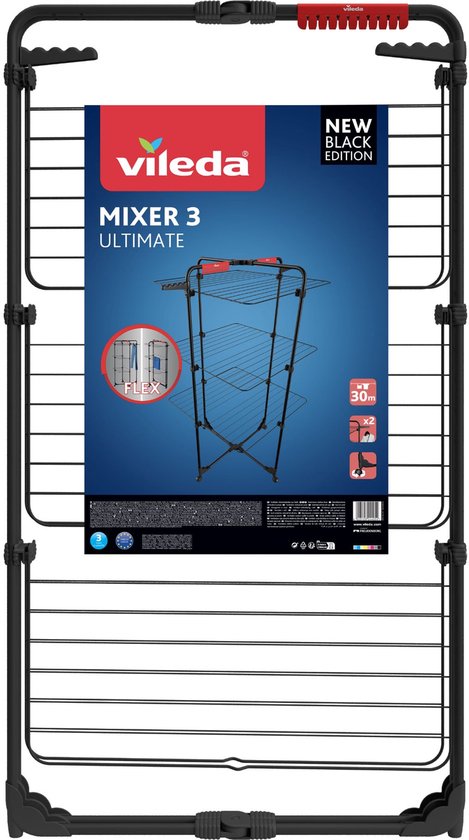 Vileda Mixer 3 Ultimate - Tour de séchage - Longueur de séchage 30 m - Black Edition