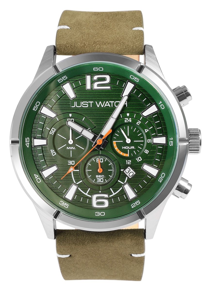 JUST WATCH Herenhorloge van echt leer Evander met echte leren band, 5 ATM, incl. geschenkdoos,