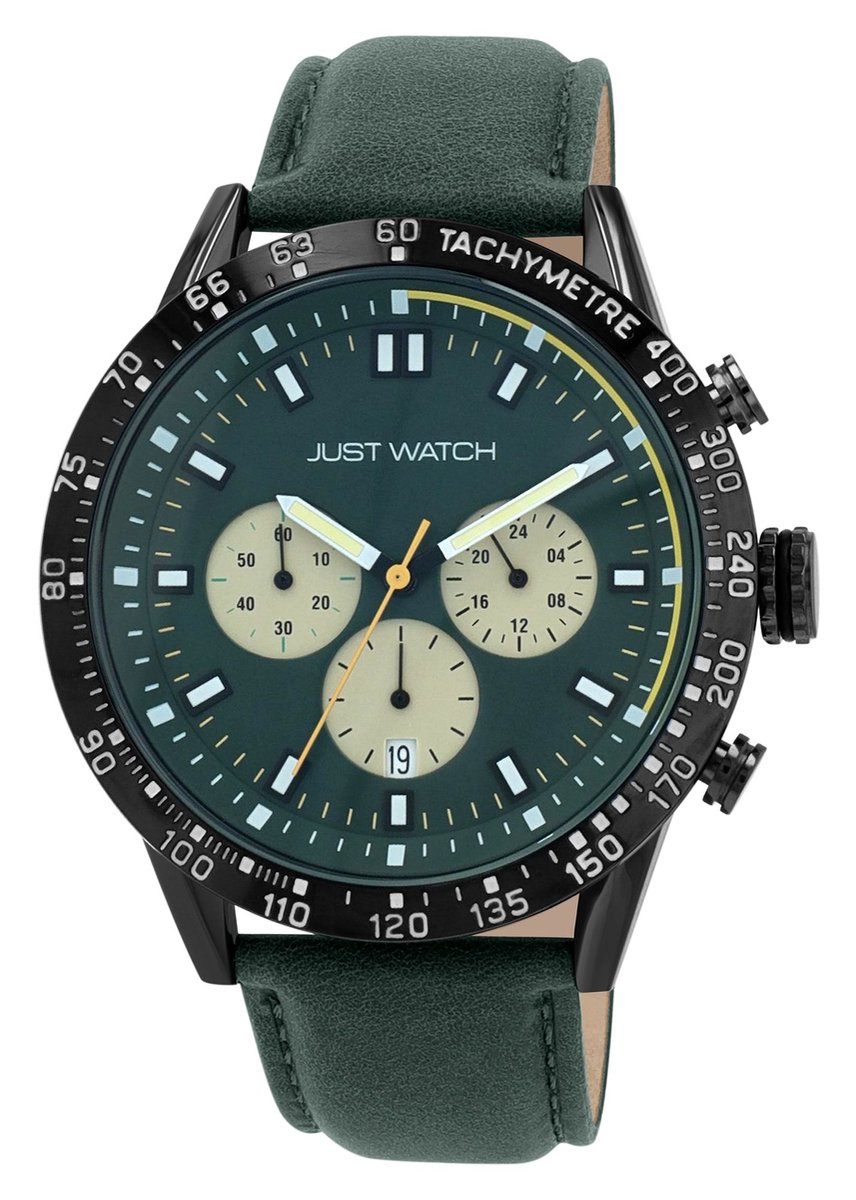 JUST WATCH Herenhorloge van echt leer Caspian met echte leren band, 5 ATM, chronograaf