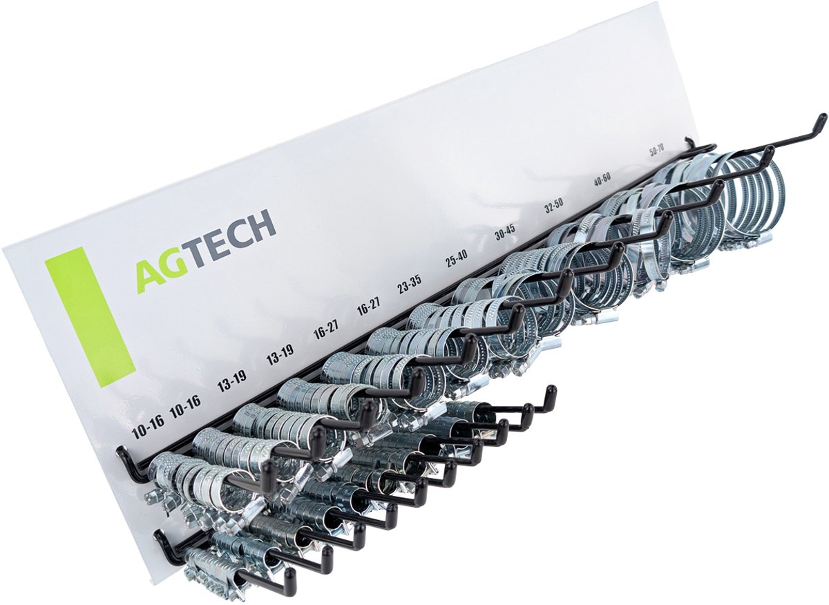 AGTECH - Slangklemmen Set - 220 Stuks - Met Muurbeugel - Solide