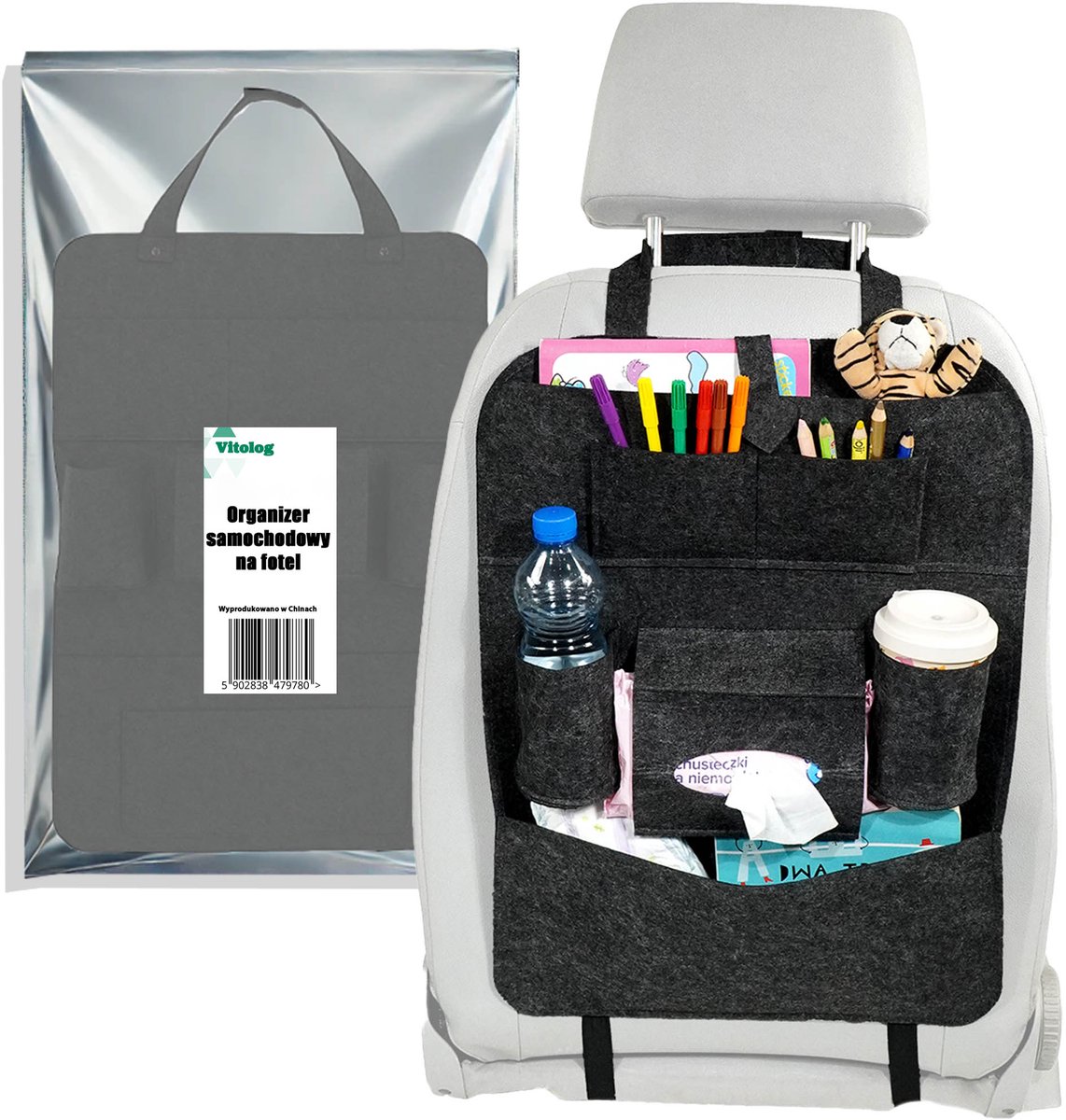 Vitolog Serie - Auto Organizer - Zwart - 7 Vakjes - Regenbestendig