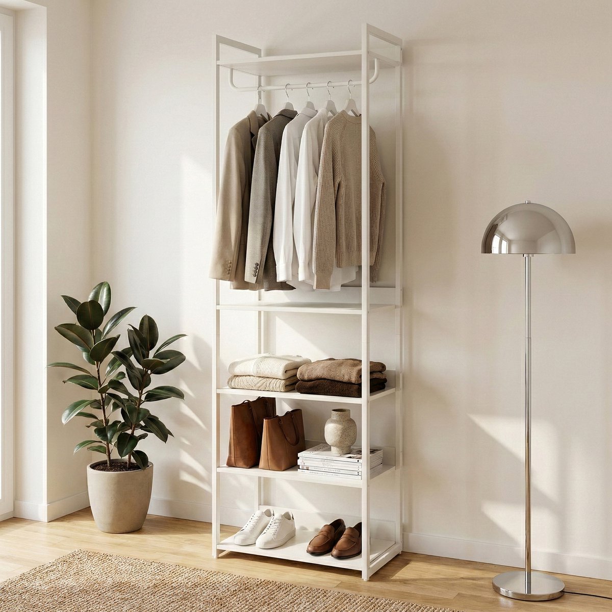 en.casa Kledingrek Jässaatka met 5 planken 200x61x40 cm grijs [en.casa] grijs met 5 planken