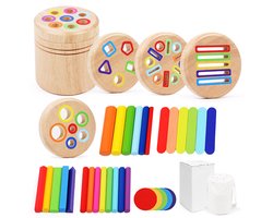 Houten Montessori-speelgoed voor kinderen van 1-2 jaar - Houten speelgoed voor de ontwikkeling van de motoriek - Speelgoed voor baby's - en stapelspeelgoed - Cadeau voor peuters en kinderen - Educatieve spelletjes