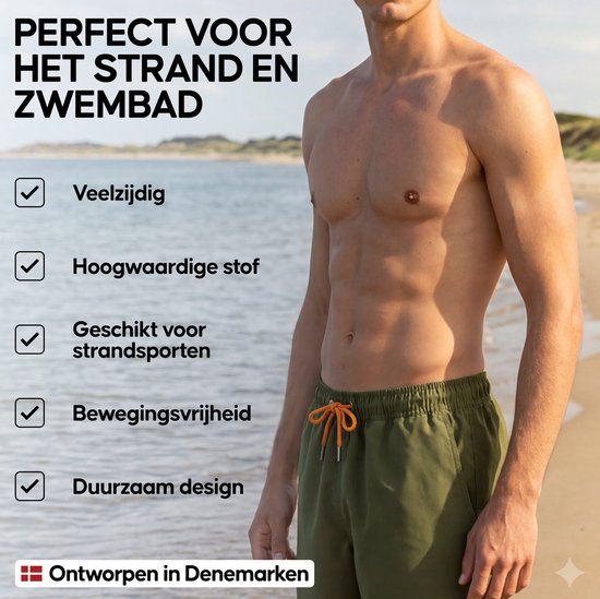 DANISH ENDURANCE Maillot de Bain Homme - Avec Poches - Léger - Séchage Rapide - 100% Recyclé - Taille L