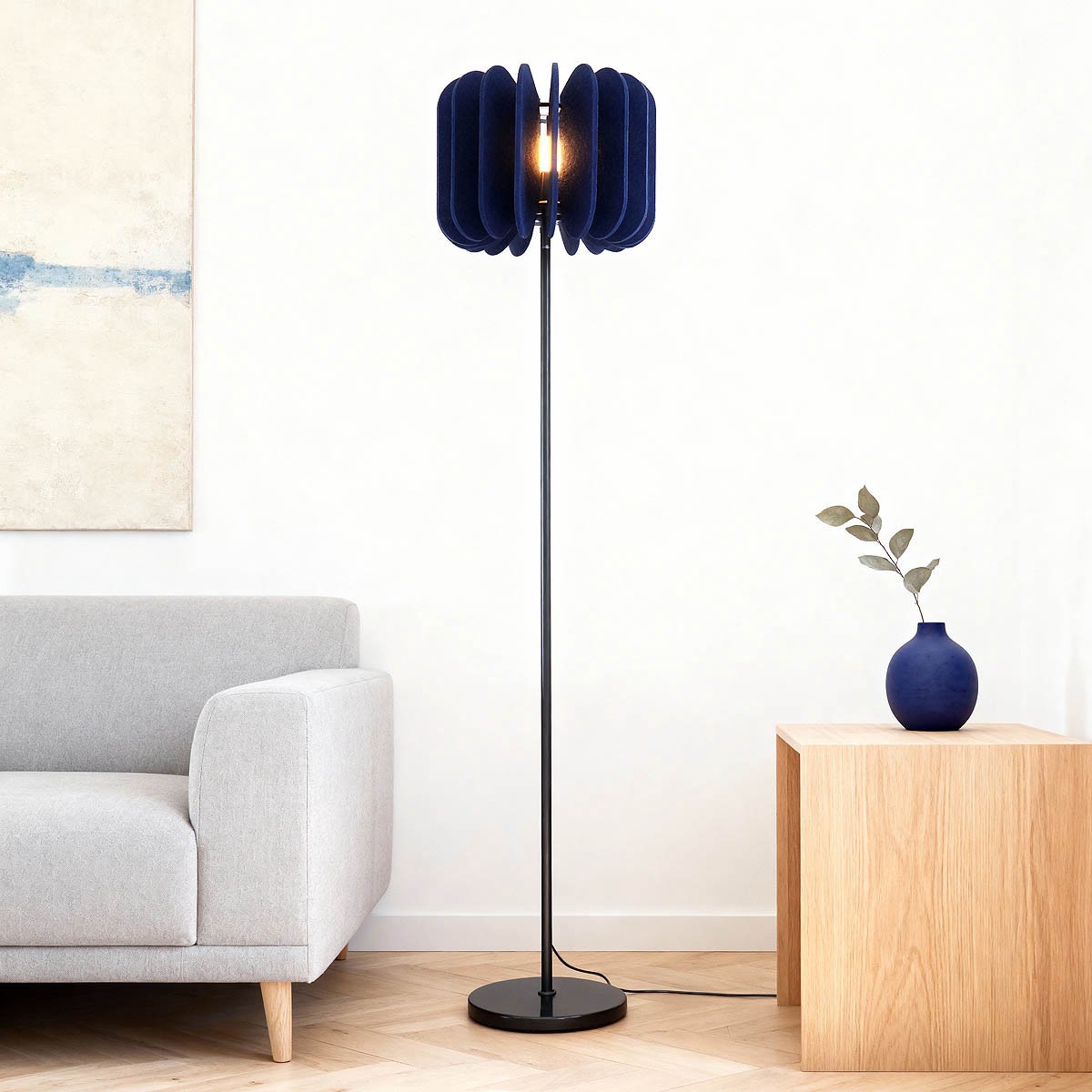 Staande lamp van PET-vilt marineblauw - Lenthe