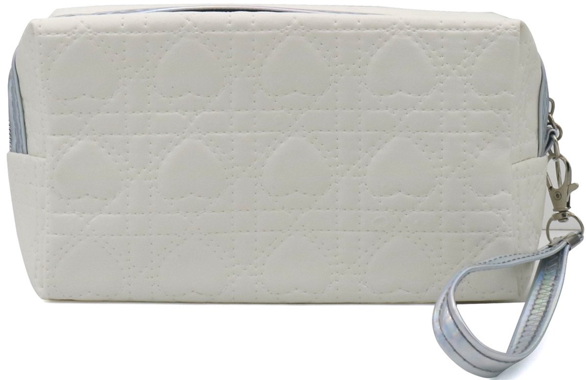Make-up tas - hartjes - wit - 17,5x10x6 cm
