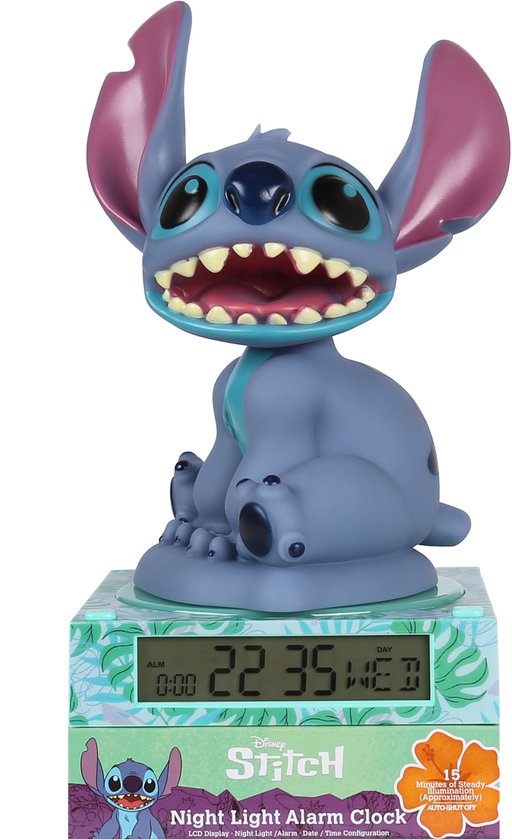 DISNEY Stitch Nachtlampje, 3D met wekker en kalender, verlicht figuurtje, licht, geluid van Merkloos — afbeelding 2
