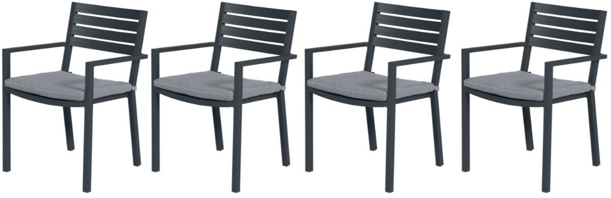 Garden Impressions Oklahoma tuinstoelen set van 4 carbon black